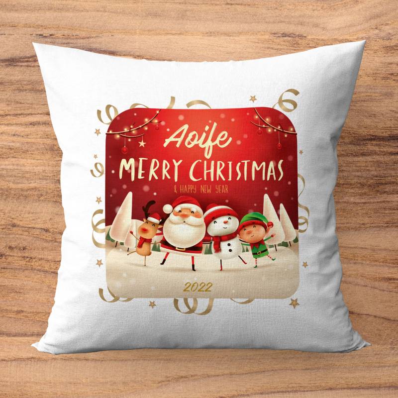 Santa's Friends Personalised Christmas Cushion Square