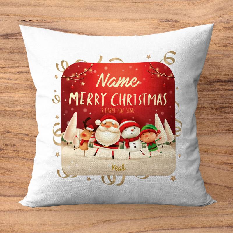 Santa's Friends Personalised Christmas Cushion Square