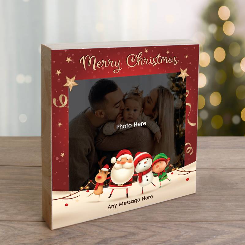 Santa's Friends Personalised Christmas Wooden Photo Blocks