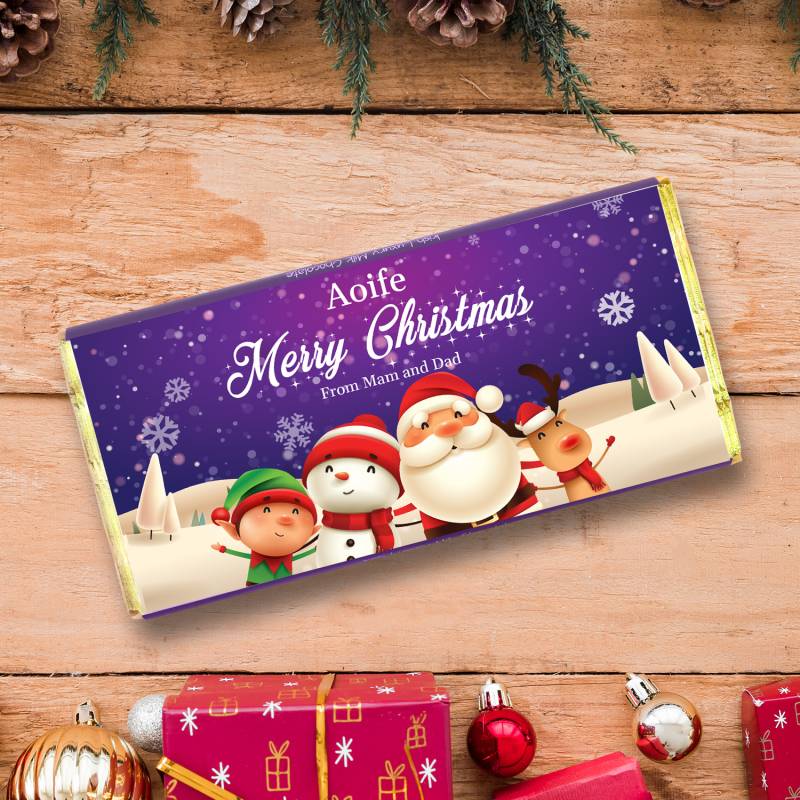 Any Message Santa's Friends Personalised Chocolate Bar