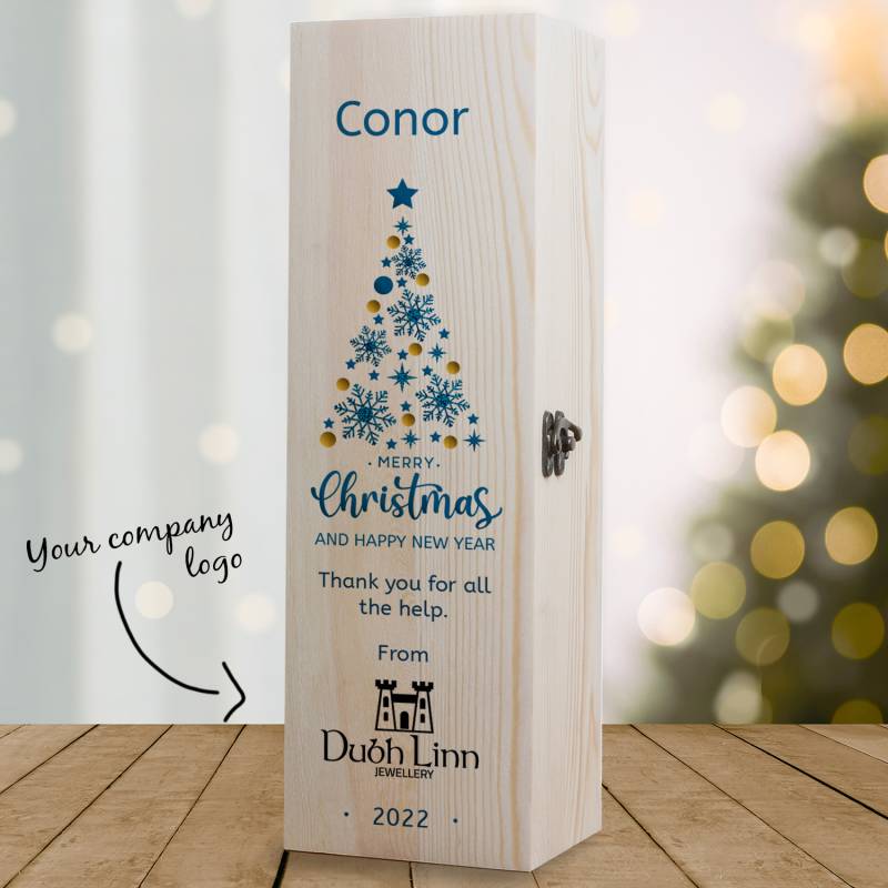 Merry Christmas - Personalised Corporate Wooden Box