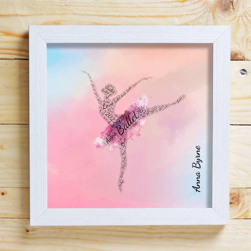 Any Name Ballerina Word Cloud Box Frame