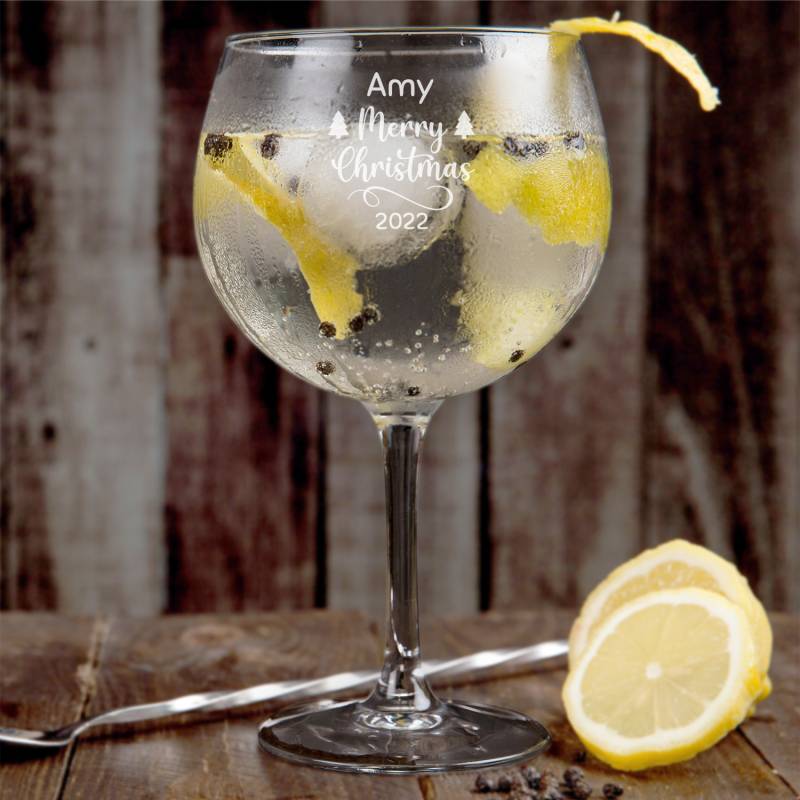 Merry Christmas - Personalised Gin Glass