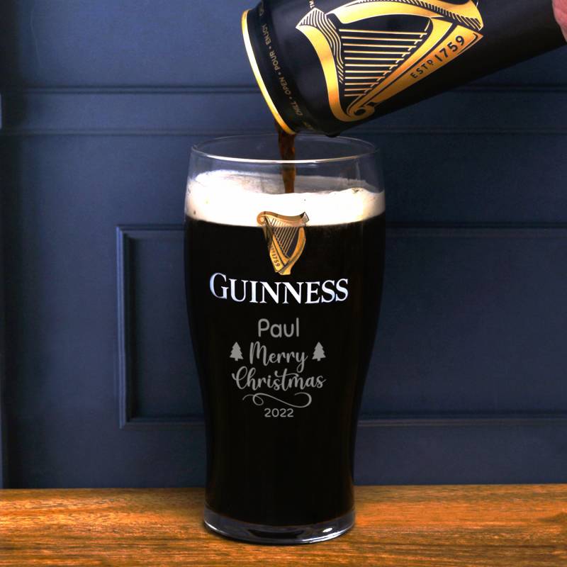 Merry Christmas - Classic Tulip Guinness Personalised Pint Glass