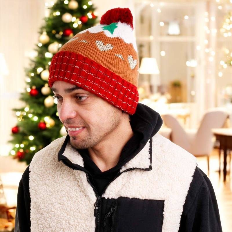 Novelty Christmas Pudding LED Hat