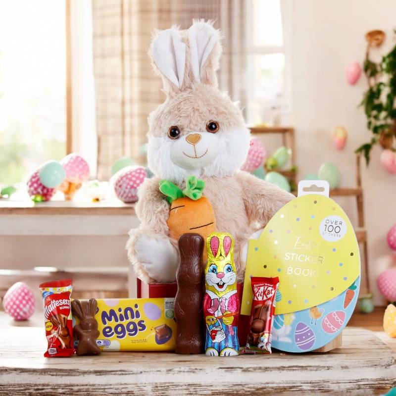 Easter Bunny With Carrot, Sticker Book & Bunny Chocs