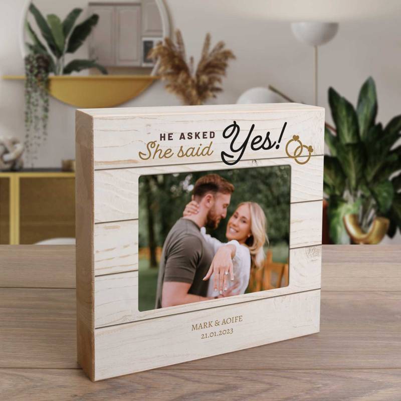 He Asked, She Said Yes - Wooden Photo Blocks