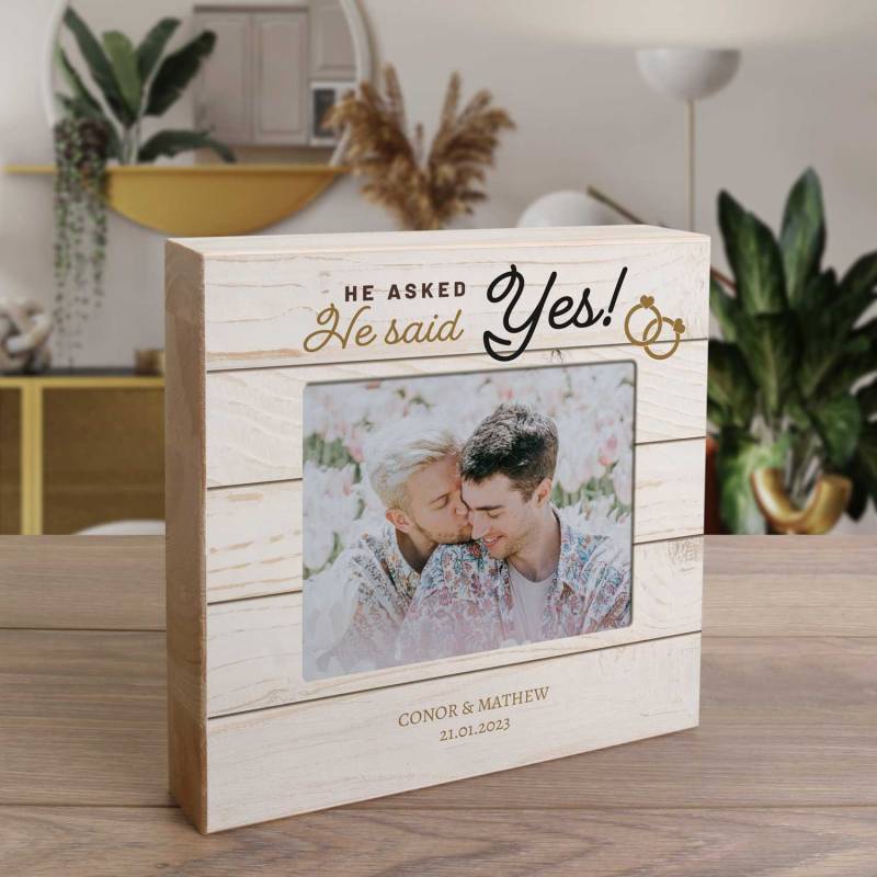 He Asked, She Said Yes - Wooden Photo Blocks