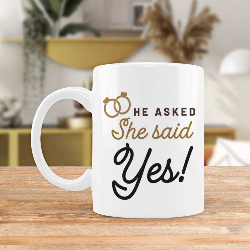 He Asked, She Said Yes Any Message And Photo - Personalised Mug