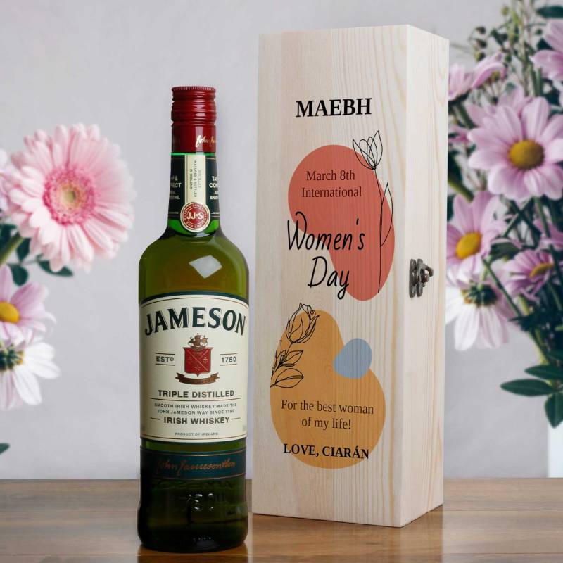 Any Name And Title Flowers Personalised Wooden Single Wine Box