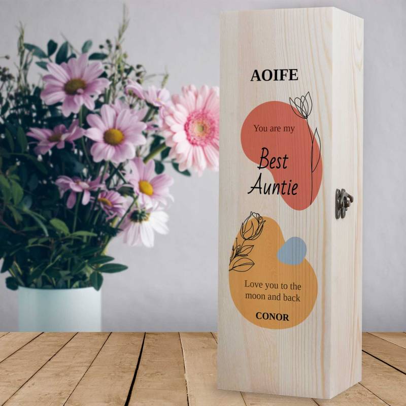 Any Name And Title Flowers Personalised Wooden Single Wine Box