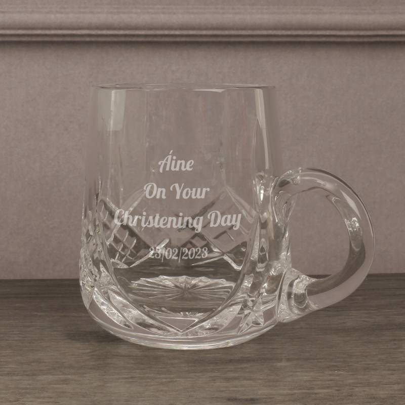 Any Text Personalised Christening Tankard Glass