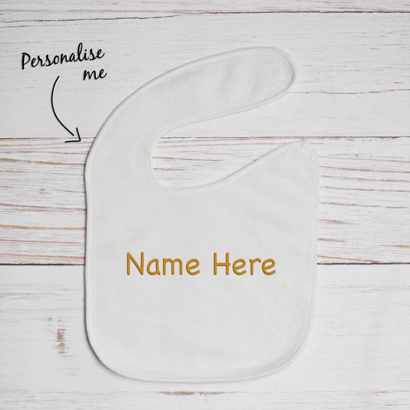 White Baby Bib - Embroidered