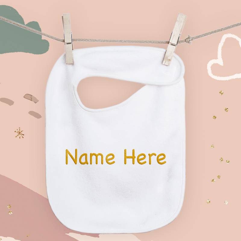 White Baby Bib - Embroidered