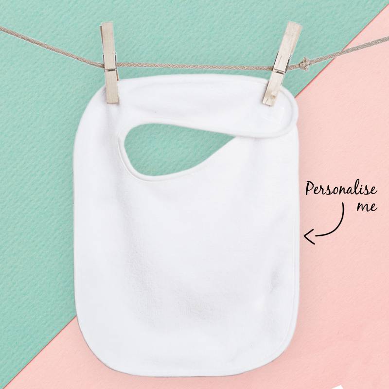 White Baby Bib - Embroidered