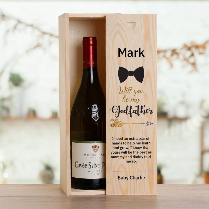 Will you be my Godfather? Personalised Wooden Single Wine Box