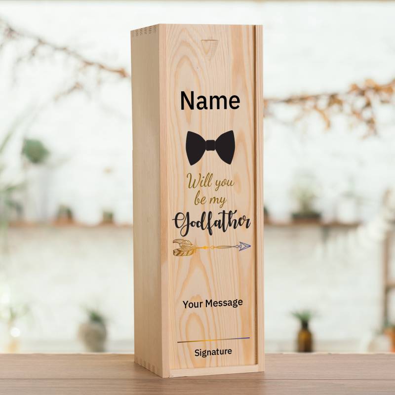 Will you be my Godfather? Personalised Wooden Single Wine Box