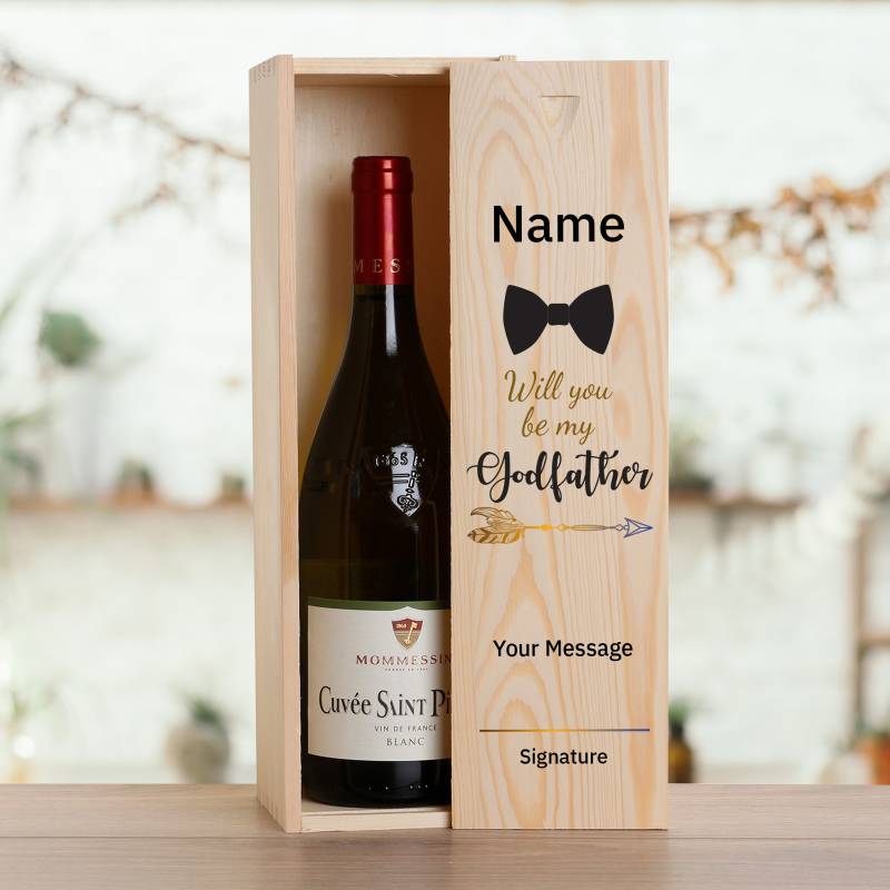 Will you be my Godfather? Personalised Wooden Single Wine Box