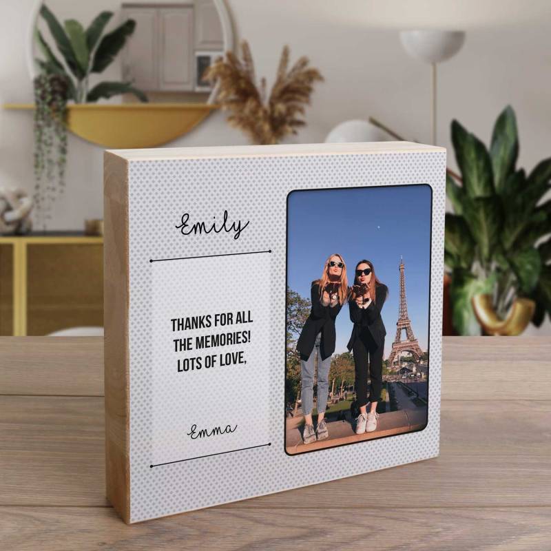 Any Name, Message And Photo Pattern - Wooden Photo Blocks