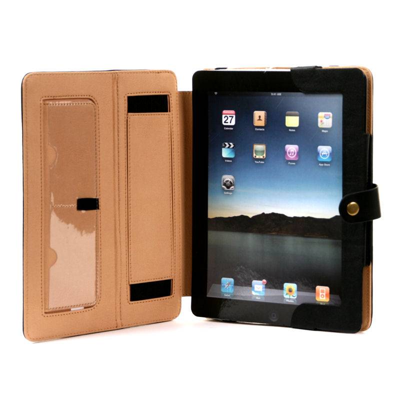 Leather Trim iPad Holder - Black