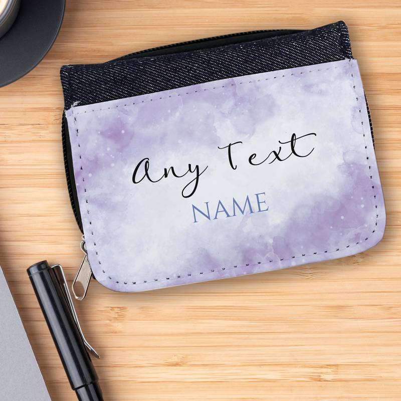 Any Text Blue Design - Jeans Personalised Wallet