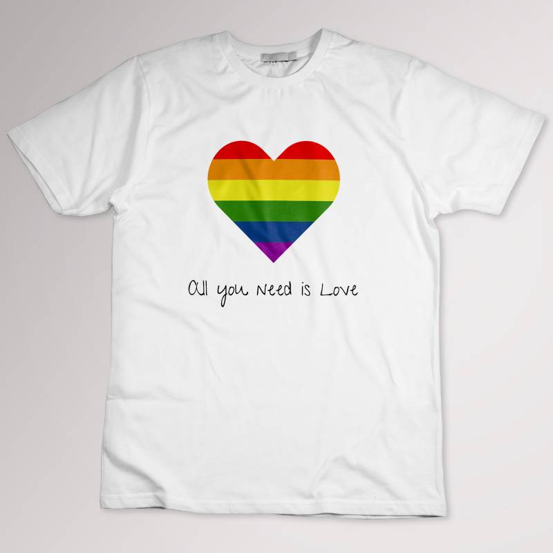 Any Text Rainbow Heart - Personalised T-Shirt