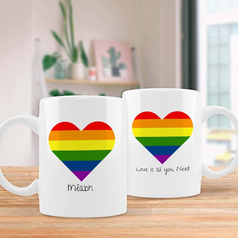 Any Text Rainbow Heart - Personalised Mug