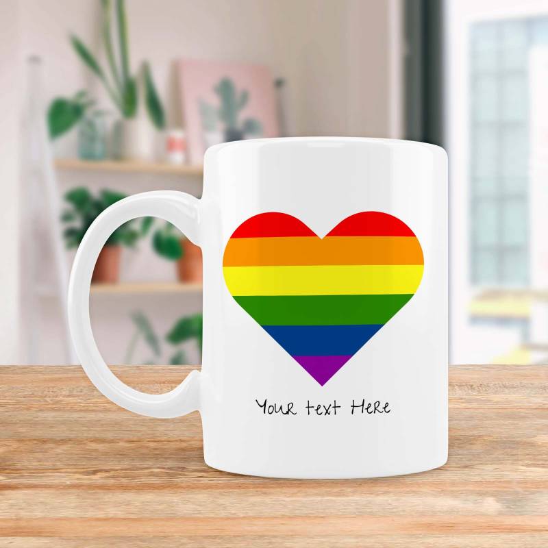 Any Text Rainbow Heart - Personalised Mug