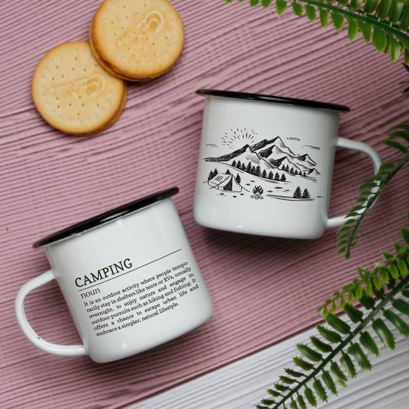 Camping Meaning and Any Name - Personalised Enamel Mug