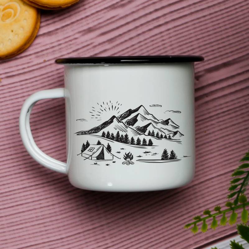 Camping Meaning and Any Name - Personalised Enamel Mug