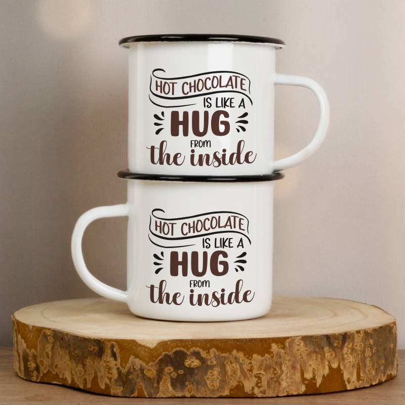 Hot Chocolate is like a Hug from the Inside - Personalised Enamel Mug