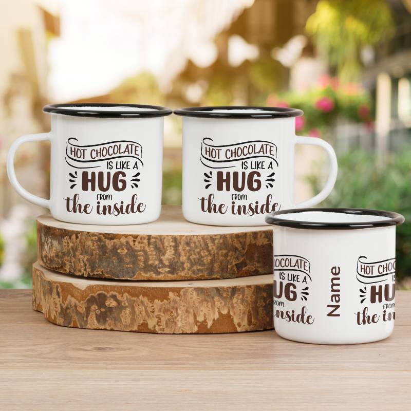 Hot Chocolate is like a Hug from the Inside - Personalised Enamel Mug