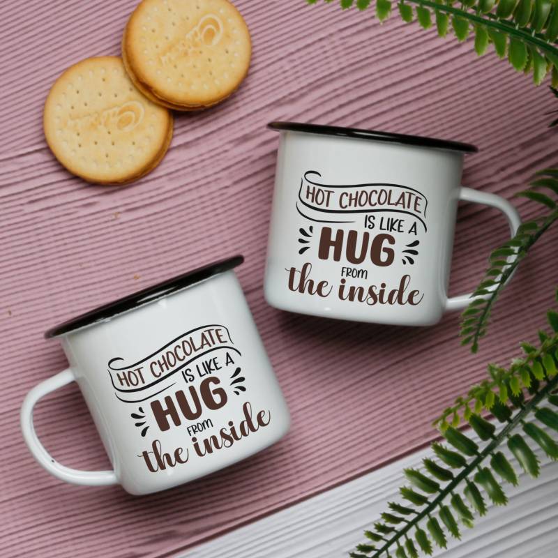 Hot Chocolate is like a Hug from the Inside - Personalised Enamel Mug