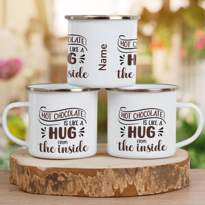 Hot Chocolate is like a Hug from the Inside - Personalised Enamel Mug