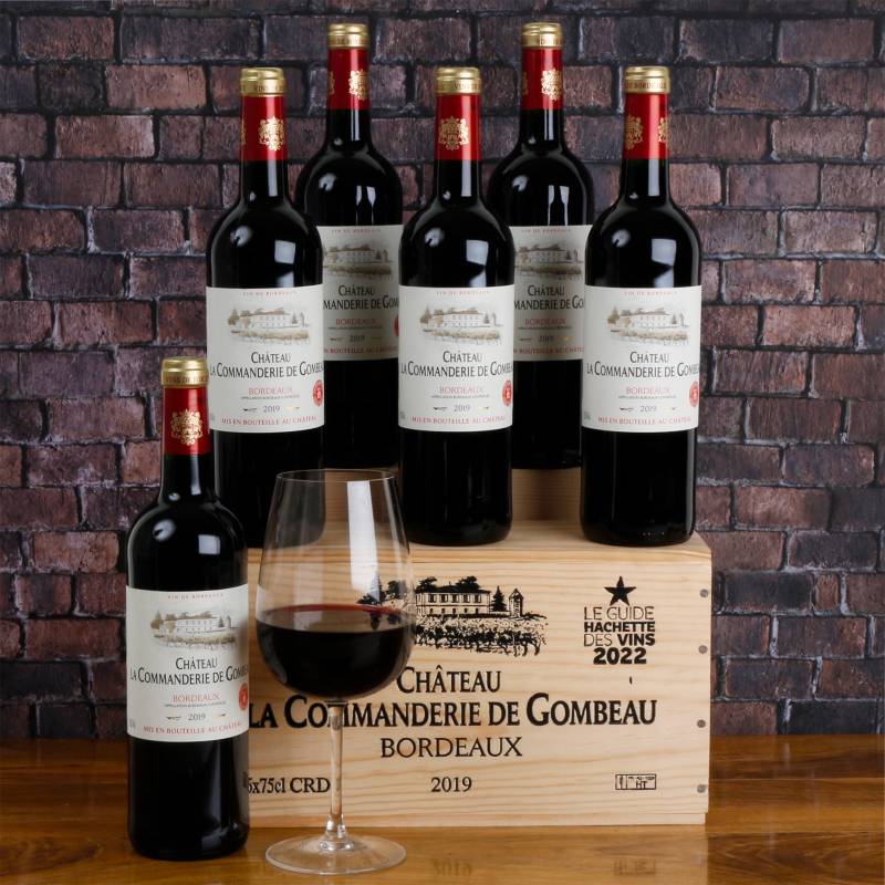 Half Dozen Château La Commanderie de Gombeau Bordeaux in Wooden Crate