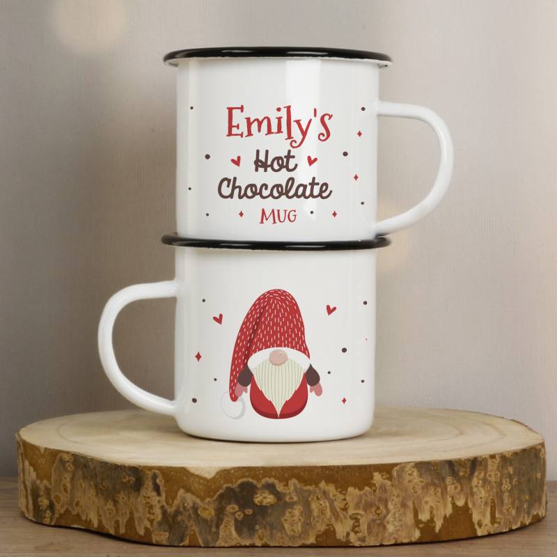 Hot Chocolate Gnome - Personalised Enamel Mug