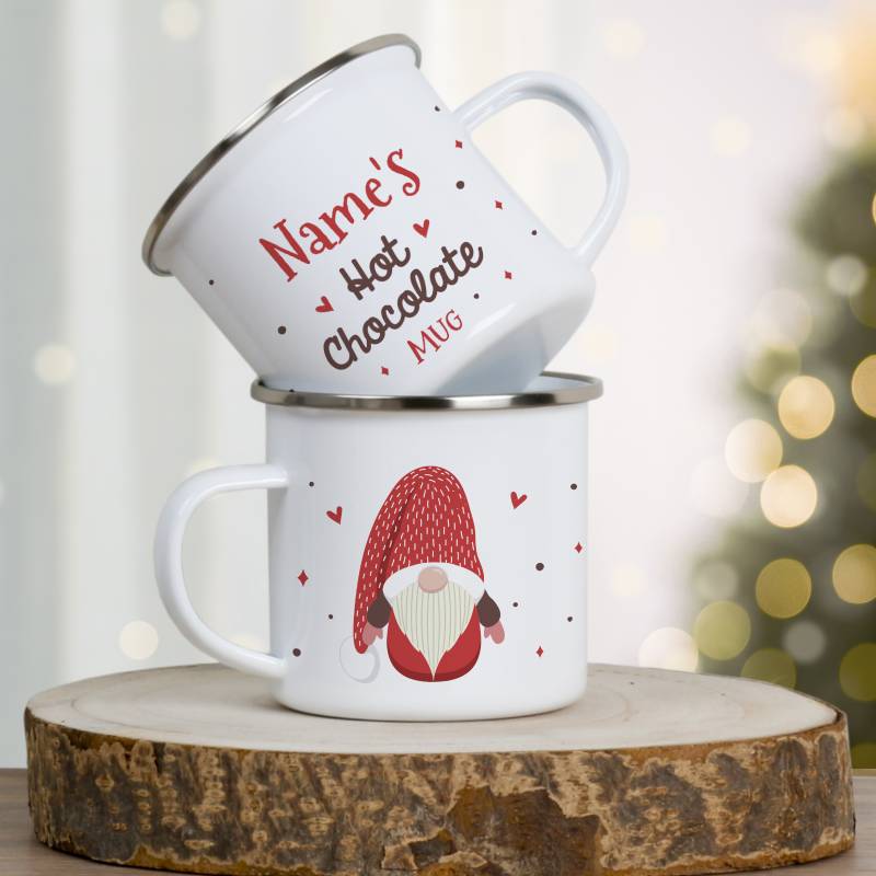 Hot Chocolate Gnome - Personalised Enamel Mug