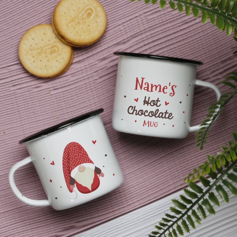 Hot Chocolate Gnome - Personalised Enamel Mug