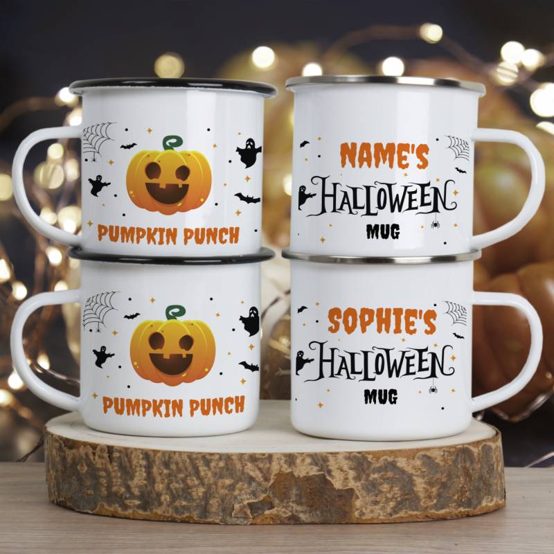 Name's Halloween Mug, Pumpkin Punch - Personalised Enamel Mug