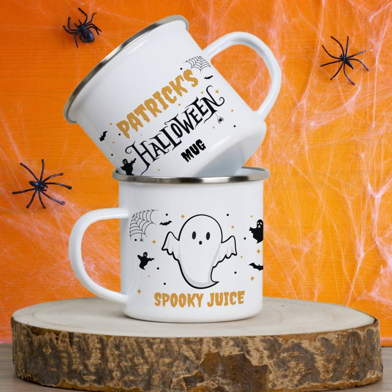 Name's Halloween Mug, Spooky Juice - Personalised Enamel Mug