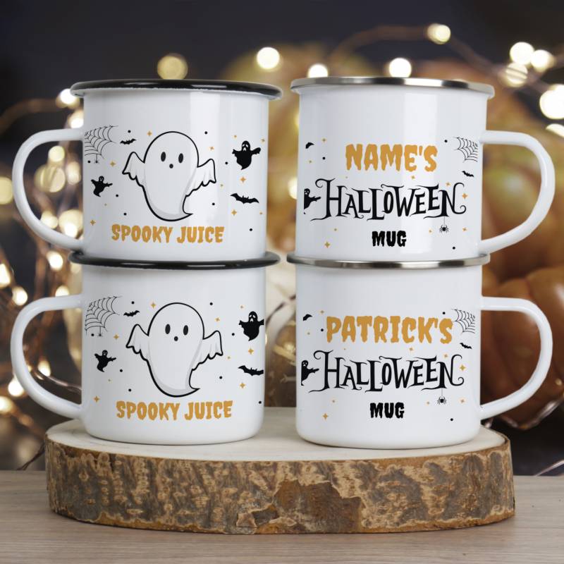 Name's Halloween Mug, Spooky Juice - Personalised Enamel Mug