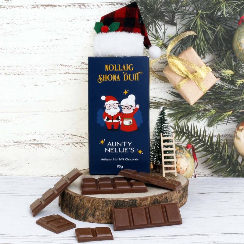 Nollaig Shona Irish Milk Chocolate Bar 90g - Aunty Nellies