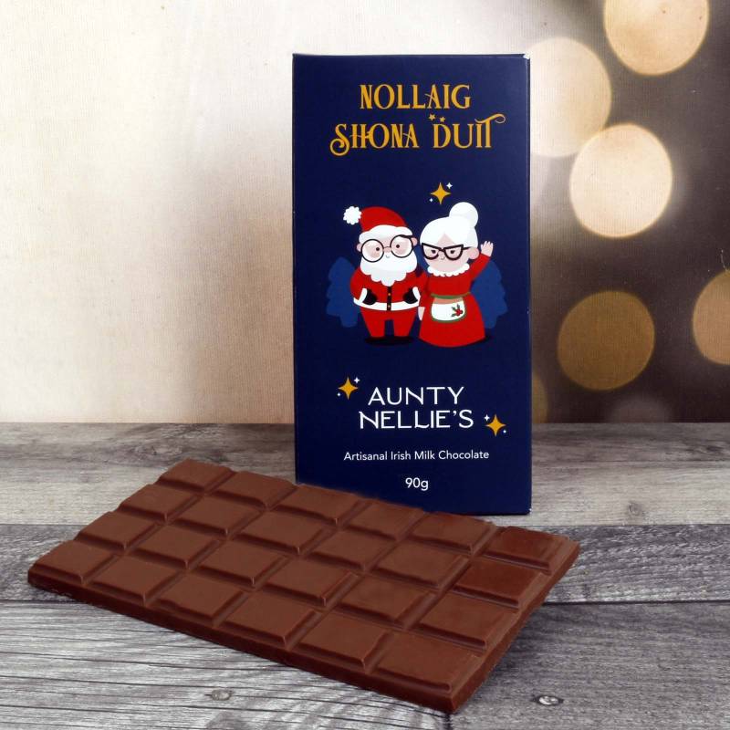 Nollaig Shona Irish Milk Chocolate Bar 90g - Aunty Nellies