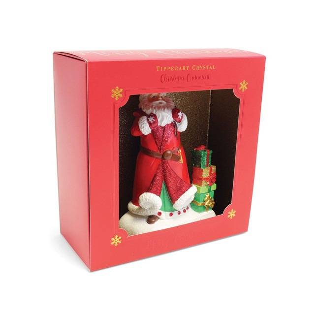 Tipperary Crystal Christmas Ornament Santa With Sack & Gifts In Gift Box