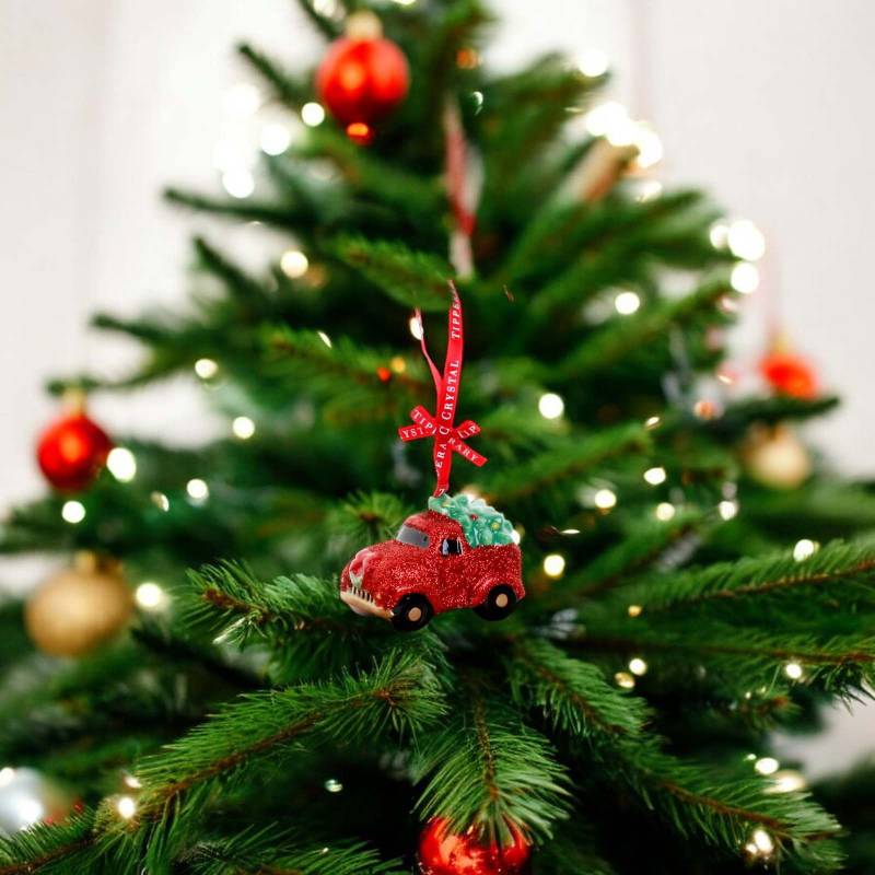 Tipperary Crystal Porcelain Truck With Tree Christmas Decoration