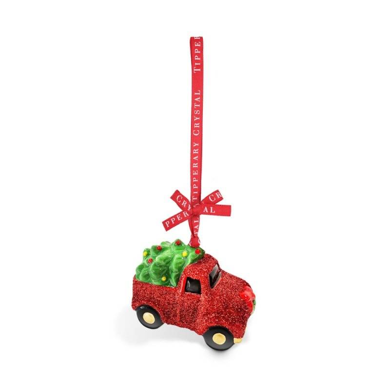 Tipperary Crystal Porcelain Truck With Tree Christmas Decoration