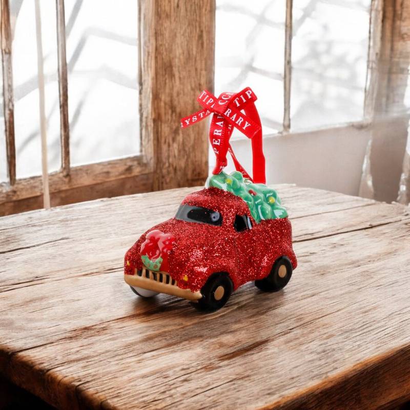 Tipperary Crystal Porcelain Truck With Tree Christmas Decoration