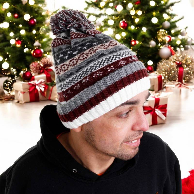 Novelty Christmas Fairisle LED Hat