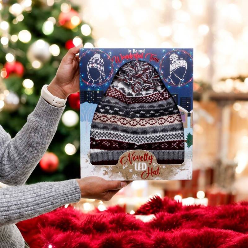 Novelty Christmas Fairisle LED Hat