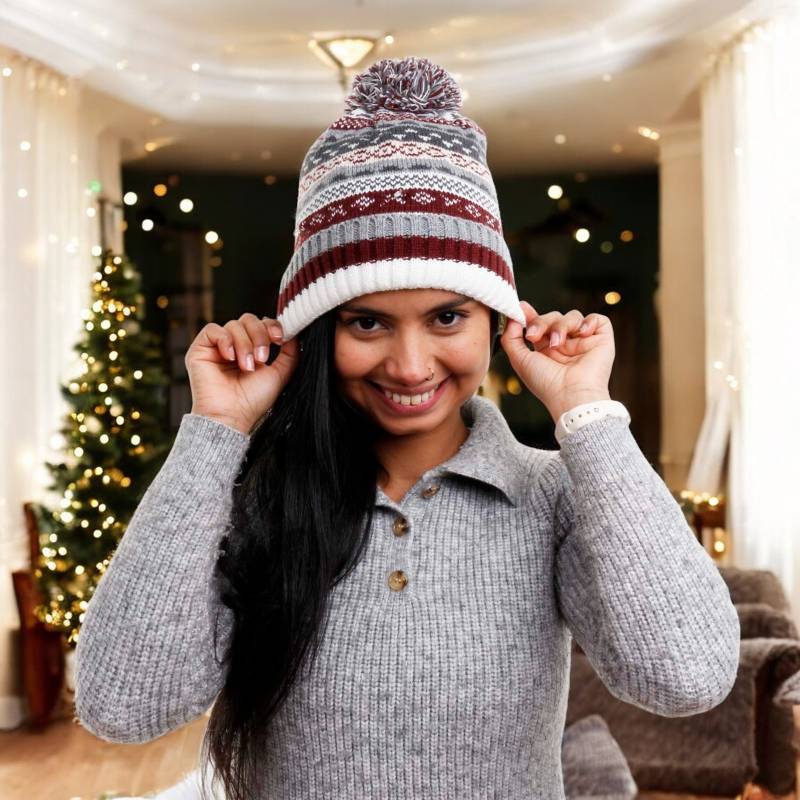 Novelty Christmas Fairisle LED Hat